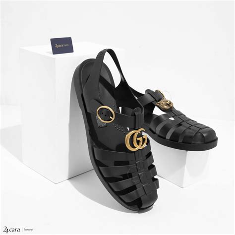 gucci rubber buckle strap sandal replica|authenticate Gucci marmont raffia slides.